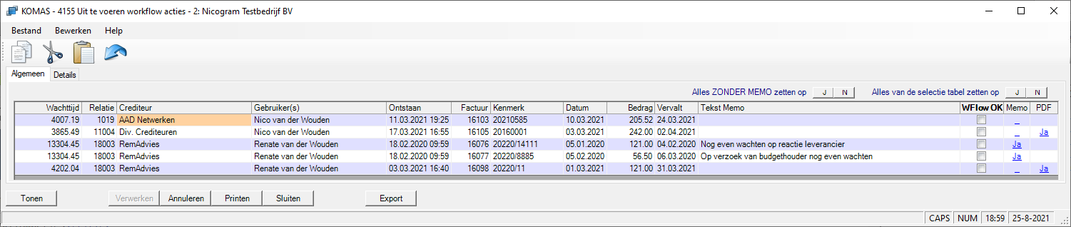 Overrulen workflowacties